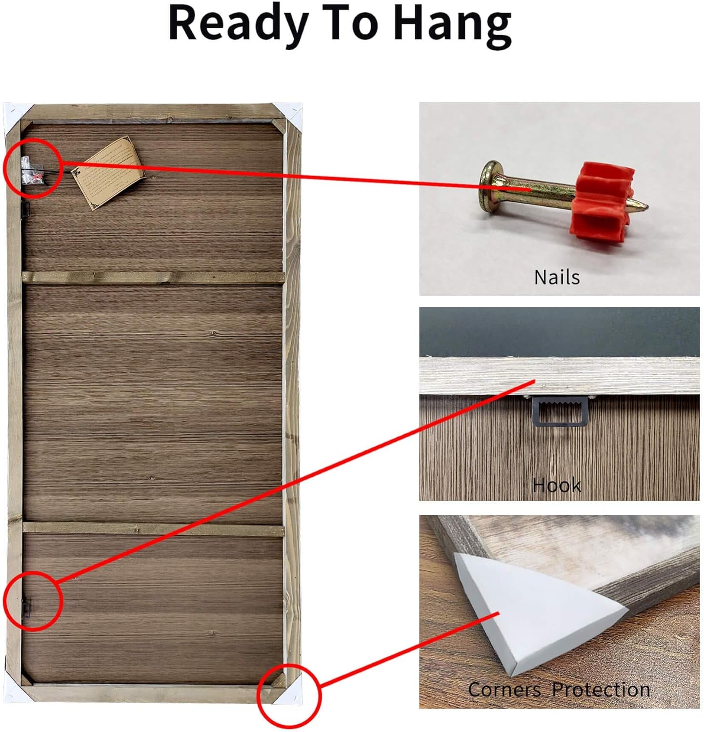 Wooden Horses Picture Wall Decor: Modern Running Wildlife Horse Animal Painting Print on Rustic Textured Wood Artwork Wall Art with Handcrafted Wooden Framed (40" X 20")