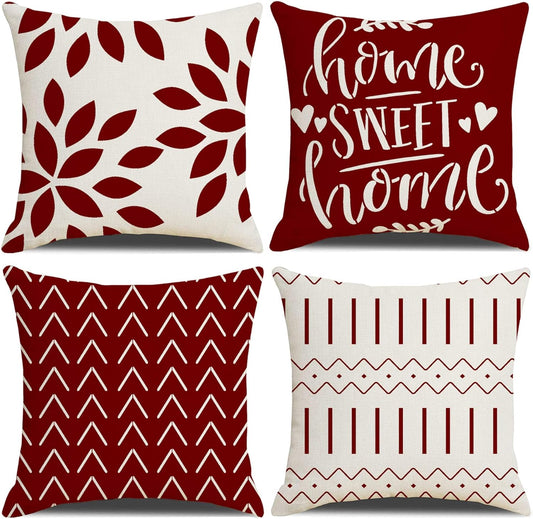 Throw Pillow Covers 16X16 Inch, Pillow Covers 16X16,Squar Pillow Covers Set of 4 Boho Modern Farmhouse Neutral Decorative Pillowcases Linen Cushion Case for Couch, Bed, Home Decor