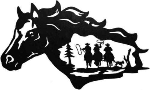 Wall Decor Hanging for Indoor Outdoor Home Bedroom Office Garden (Cowboy & Horse Black)